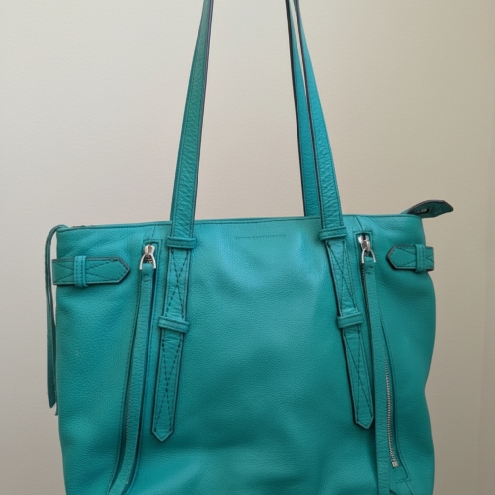 AIMEE KESTENBERG City Slicker Tote Bag Green Leather Purse Retail $268 🛍️